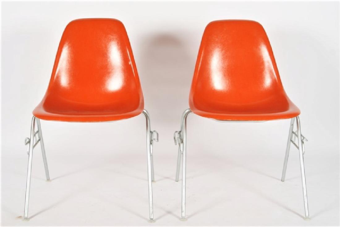 Pair of Orange Herman Miller DSS Stacking Chairs (1 of 4)
