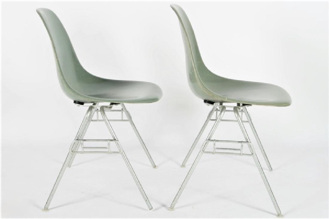 Pair of Gray Herman Miller DSS Stacking Chairs (1 of 5)
