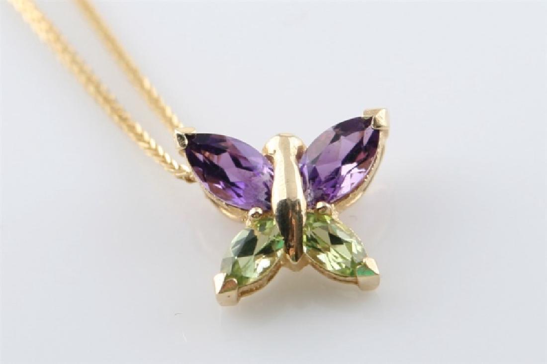 14k Gold, Amethyst and Peridot Butterfly Necklace (1 of 6)