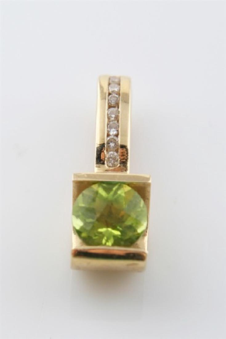 14k Yellow Gold, Peridot and Diamond Pendant (1 of 4)