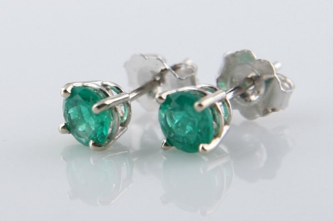 Pair of 14k White Gold and Emerald Stud Earrings (1 of 3)