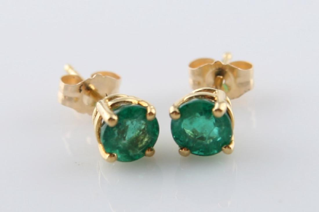 Pair of 18k Yellow Gold and Emerald Stud Earrings (1 of 5)