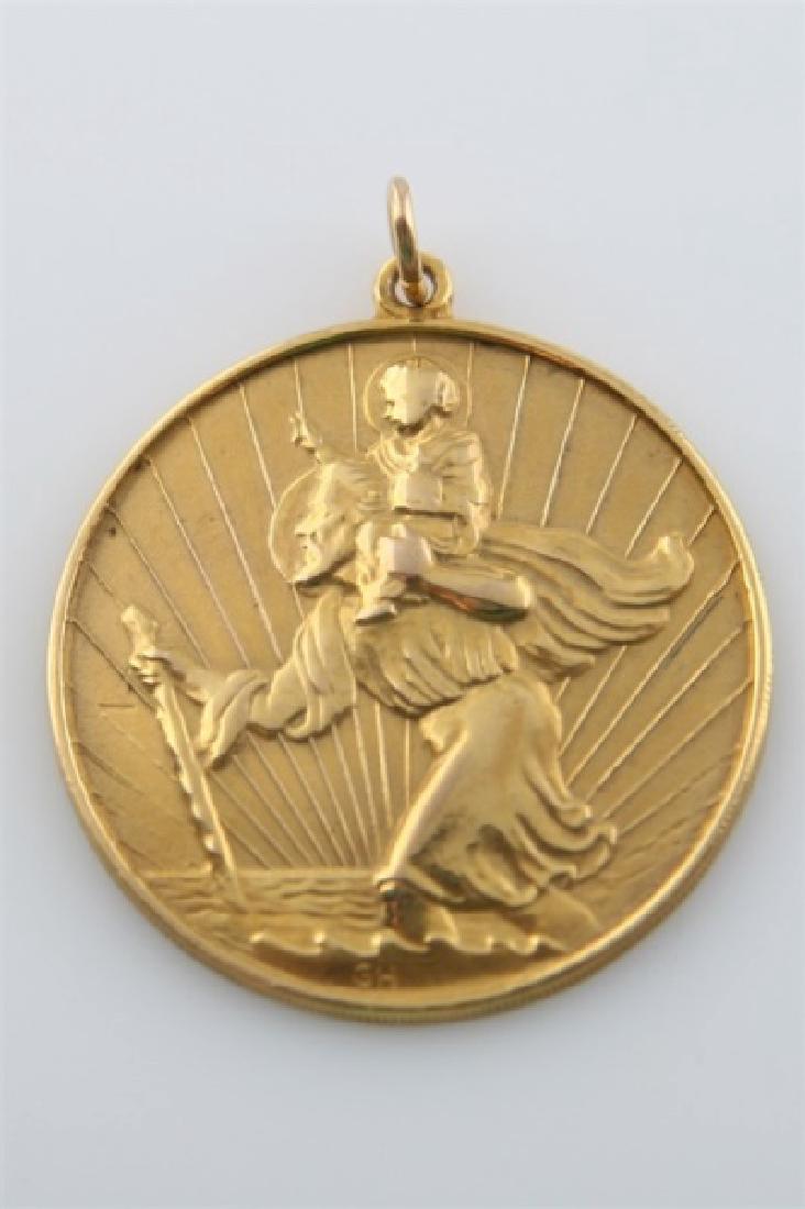 14k Yellow Gold St. Christopher Pendant: Piece weighs 5.3 grams.