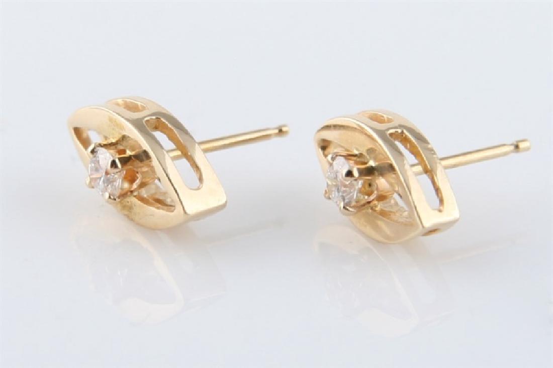 Pair of 14k Yellow Gold and Diamond Earrings (1 of 7)
