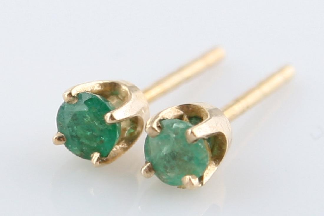 Pair of 14k Yellow Gold and Emerald Stud Earrings (1 of 3)