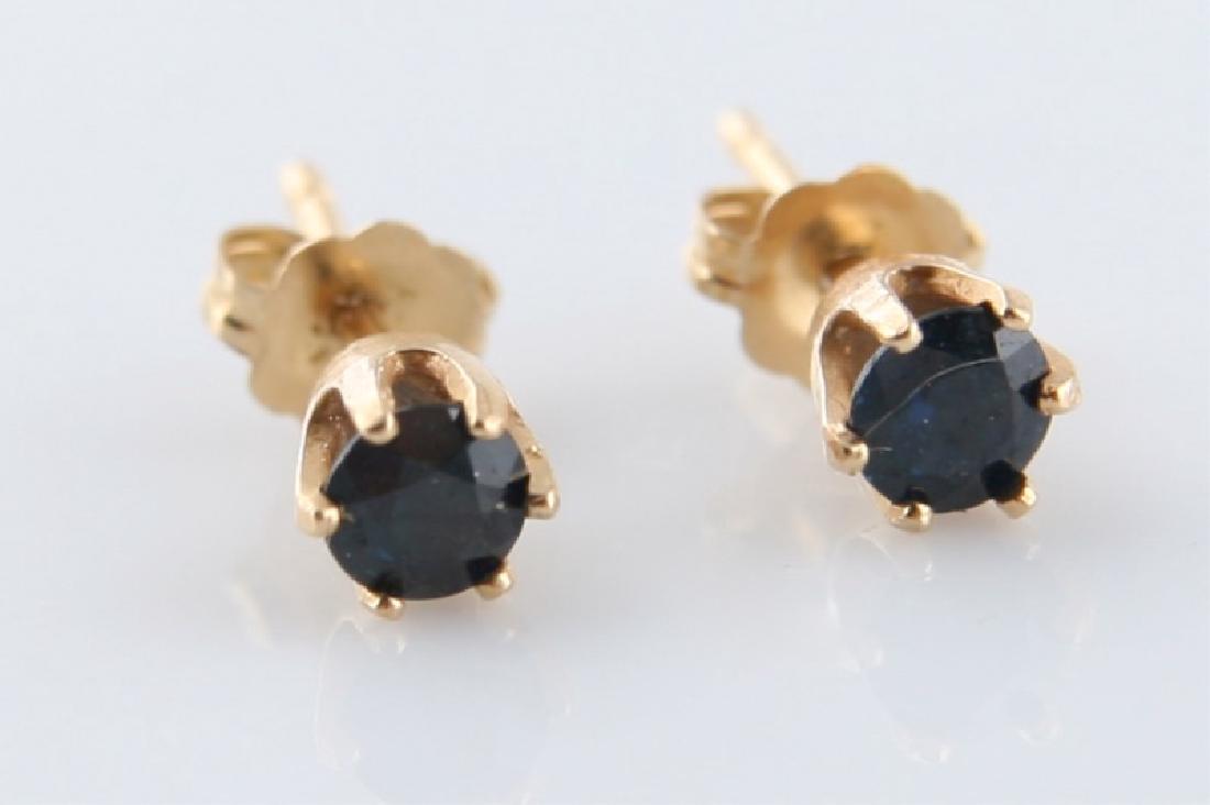 Pair of 14k Yellow Gold and Sapphire Stud Earrings (1 of 2)