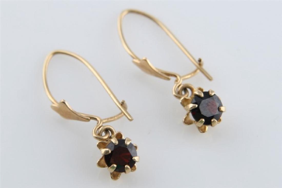 Pair of 14k Yellow Gold and Garnet Dangle Earrings (1 of 3)