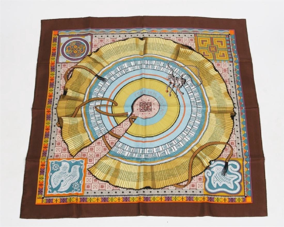 Hermes, "Cent Plis de Miao" Silk Scarf in Brown (1 of 4)