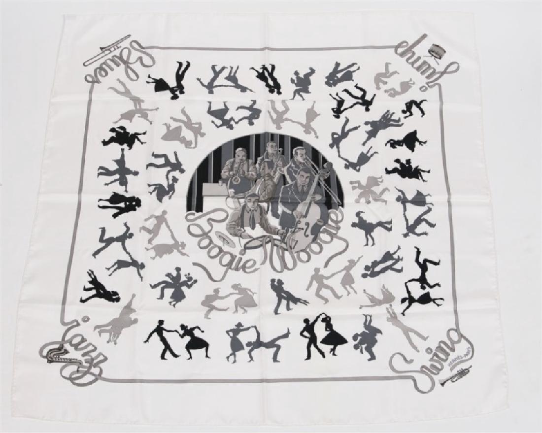 Hermes, "Boogie Woogie" Silk Scarf in White (1 of 4)