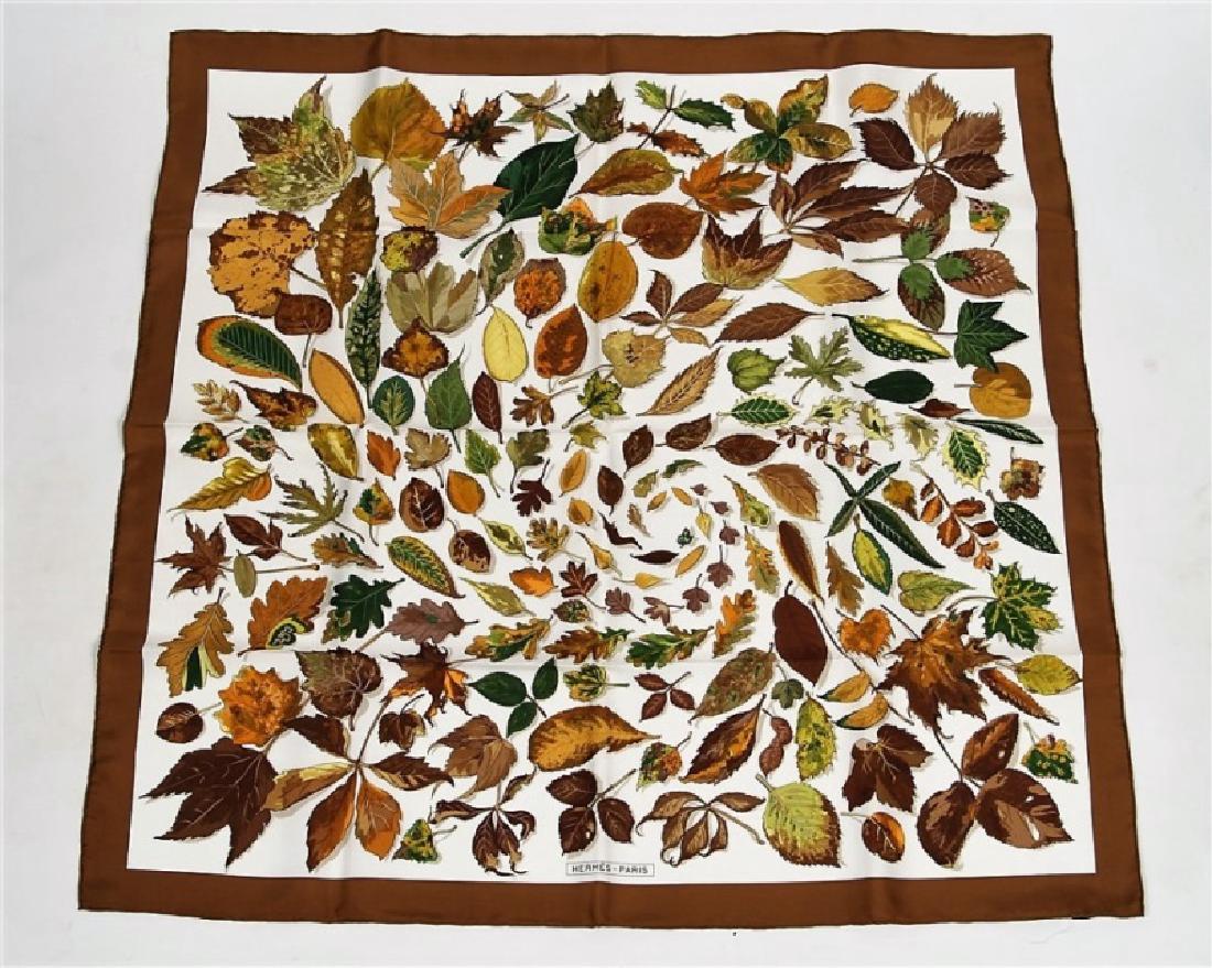 Hermes, "Tourbillons" Silk Scarf in Brown (1 of 3)