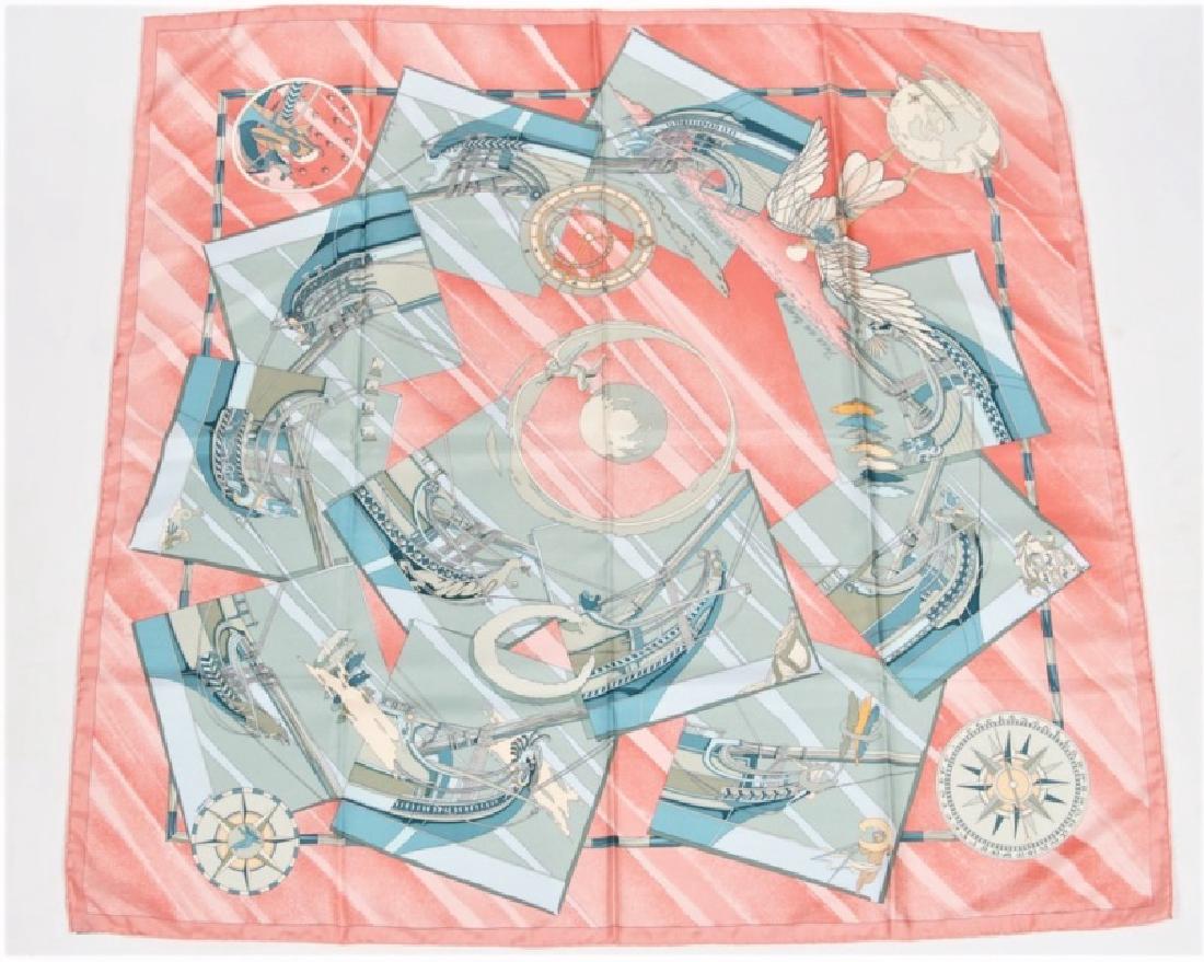Hermes, "Face au Large" Silk Scarf in Pink (1 of 4)