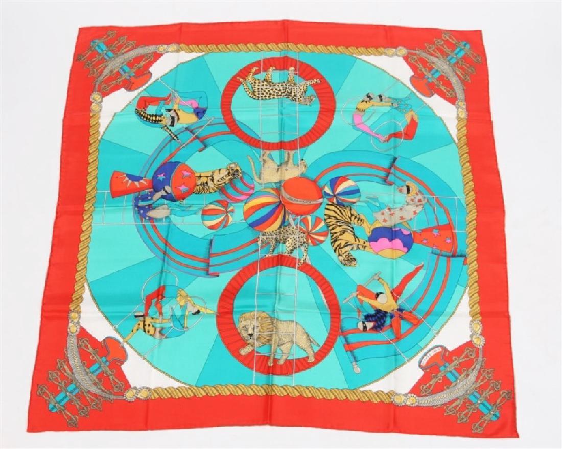 Hermes, "Circus" Silk Scarf in Red (1 of 3)