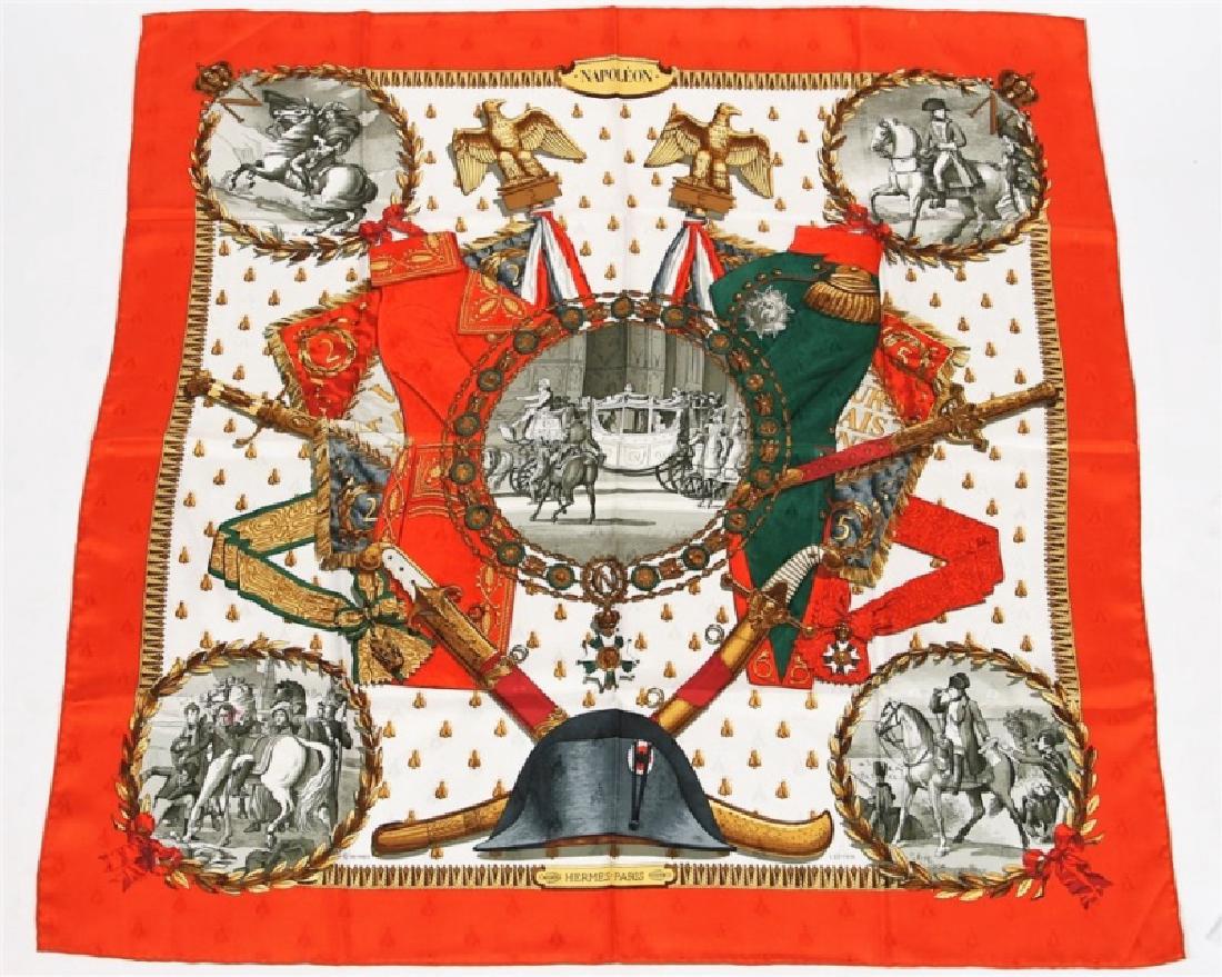 Hermes, "Napoleon" Silk Scarf in Orange (1 of 6)