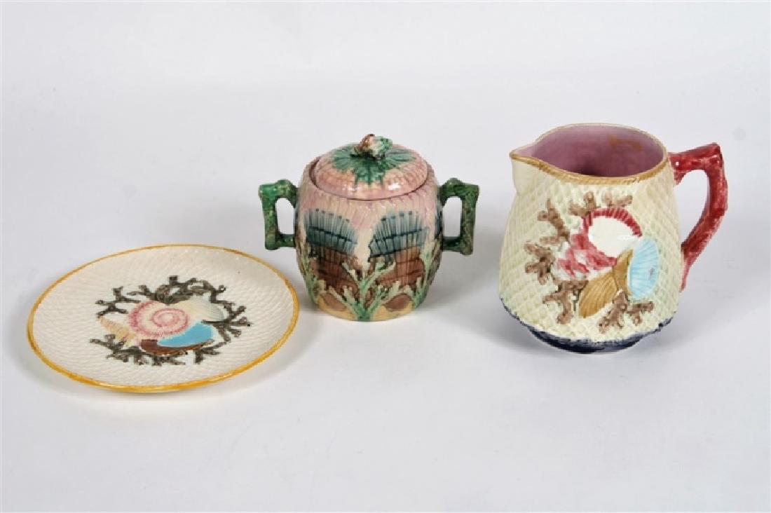 Lot of Three Majolica-ware "Shell and Net" Pottery (1 of 4)