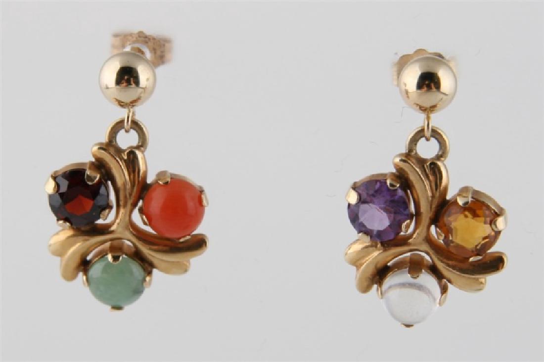 Pair of 14k Gold and Mixed Stone Dangle Earrings (1 of 3)