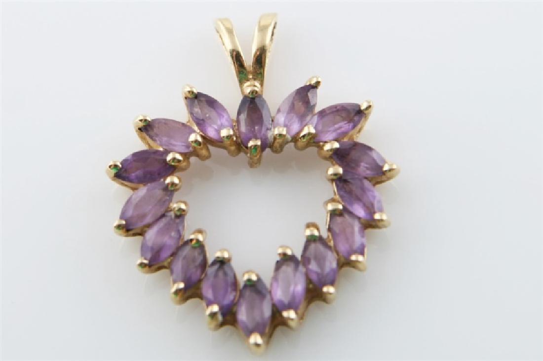 10k Yellow Gold and Amethyst Heart Pendant (1 of 3)
