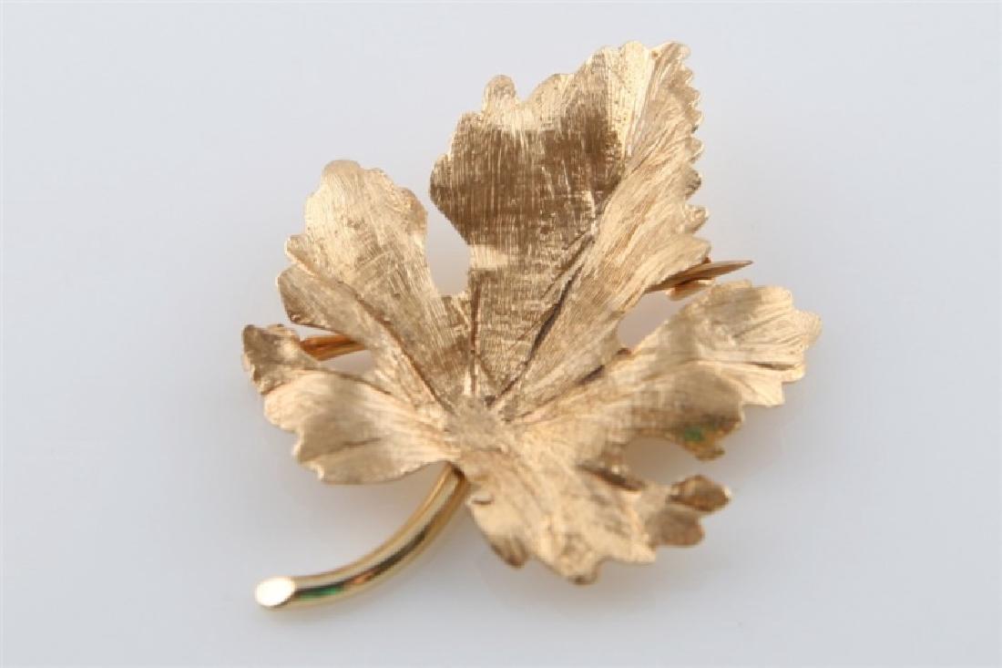 14k Yellow Gold Maple Leaf Brooch (1 of 2)