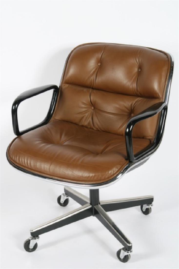 Charles Pollock for Knoll, Pollock Executive Chair: Charles Pollock (American, 1930-2013). Pollock Executive Chair. Leather, polished aluminum, stainless steel, plastic. 1982. Manufactured by Knoll. Model 12A. Height: 32 1/2", Length: 26", Depth: 28",