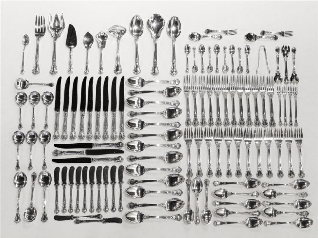 Gorham, 115-pc "Chantilly" Sterling Silverware Set: Gorham (American, est. 1831). 115 pc. Silverware Set. Sterling silver. Pattern: "Chantilly". Pattern #: 1895. Production: 1895-1950. Weight: 109.735 ozt weighable. Set features (12) New French hollow 