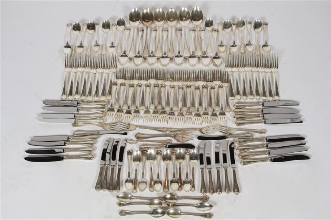 Henry Birks & Sons, "Georgian" Silverware Set: Henry Birks & Sons (Canadian, est. 1879). Pattern: "Georgian". Sterling silver, stainless steel. c. 1960's. Monogrammed sterling silver silverware set in the "Georgian" pattern by Henry Birks & Sons. 