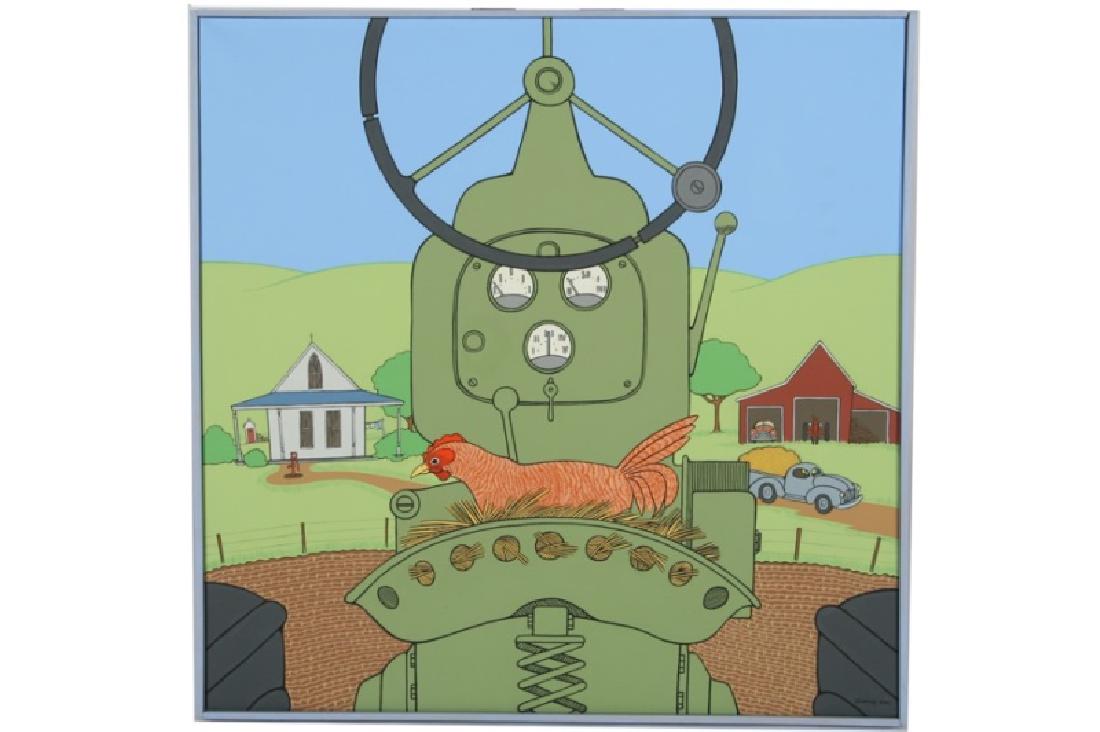 Bruce Dunlap (American), "Old John": Bruce Dunlap (American, 20th - 21st C.). "Old John". Acrylic on canvas, 2003. Sight: 28" x 28". Frame: 28 1/2" x 28 3/4". Painting is presented in a painted frame, and is signed and dated on lower rig