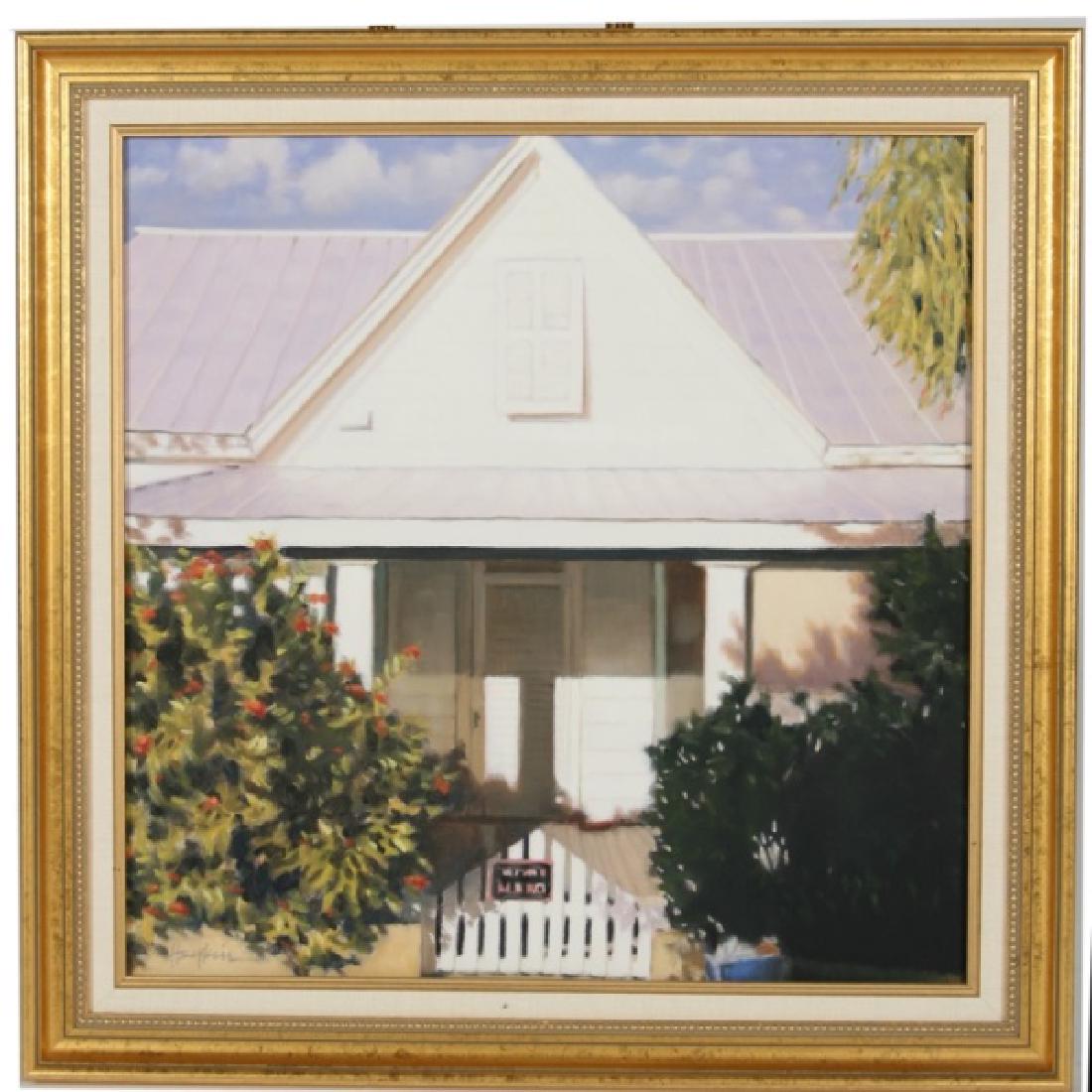 Michael Haykin, "911 Elizabeth St., Key West": Michael Haykin. "911 Elizabeth St., Key West". Oil on canvas. Sight: 19 3/4" x 19 3/4". Frame: 24 1/2" x 24 1/2". Painting is signed on lower left.