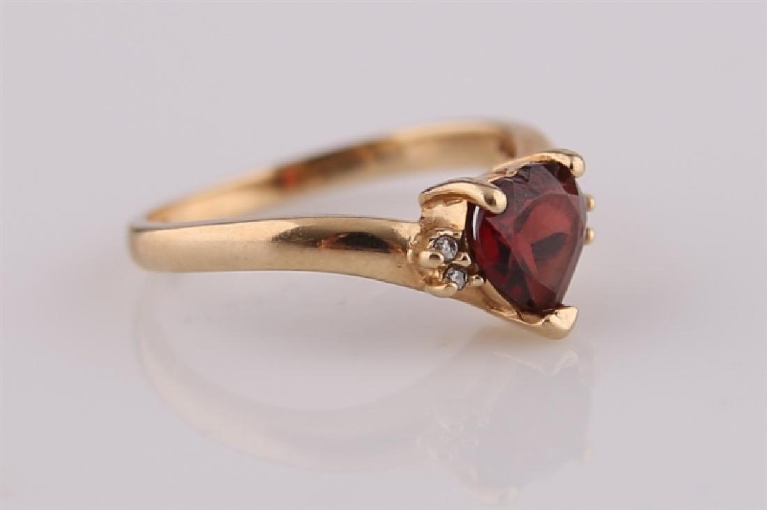 10kt Yellow Gold Band, Garnet Heart Shaped Ring (1 of 5)