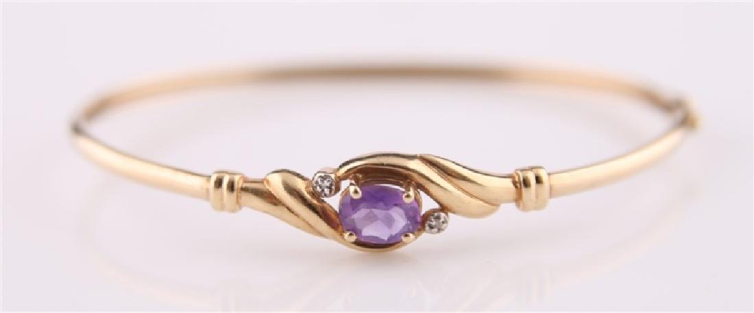10kt Yellow Gold Amethyst Stone Bracelet (1 of 7)