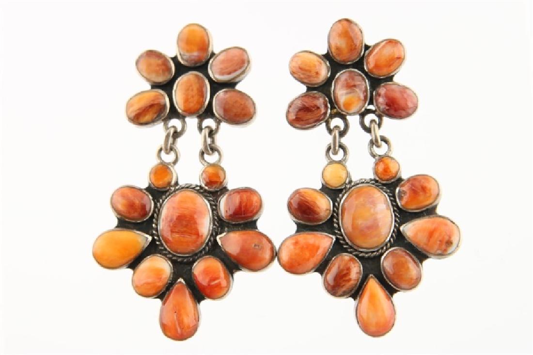 Pair of Sterling Silver, Brown/Pink Stone Earrings (1 of 4)