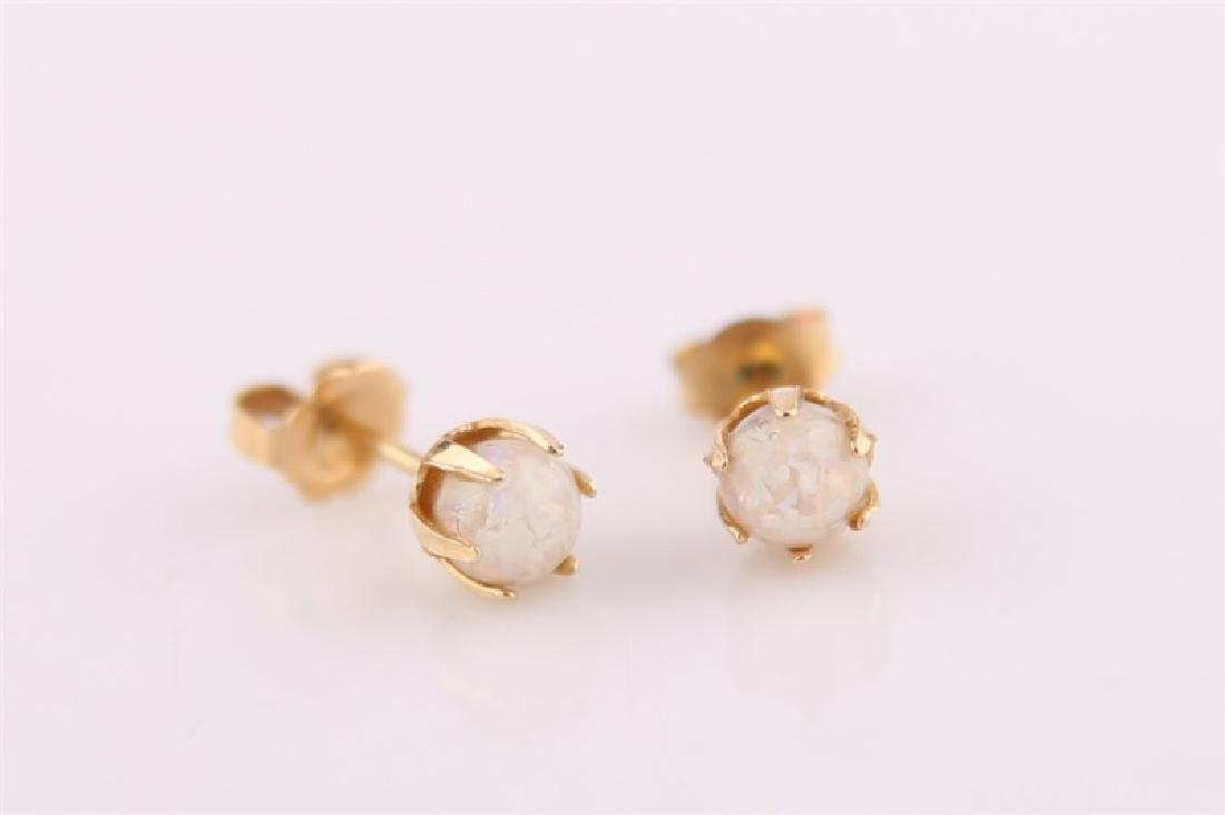 Pair of 14kt Yellow Gold and Opal Stud Earrings (1 of 4)