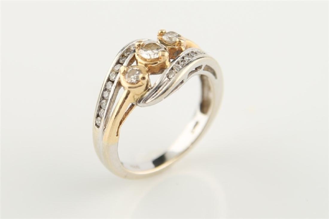 14k Two-Tone Ring with Three Diamonds (1 of 9)