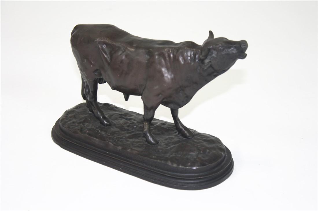 After Rosa Bonheur, Bronze Bull: After Rosa Bonheur (French, 1822-1899). Bull. Bronze. c. 1906. Cast by the Henry Bonnard Bronze Co. Height: 5 1/4", Length: 8", Depth: 3 1/2". After Rosa Bonheur, bronze bull sculpture on base. Marked