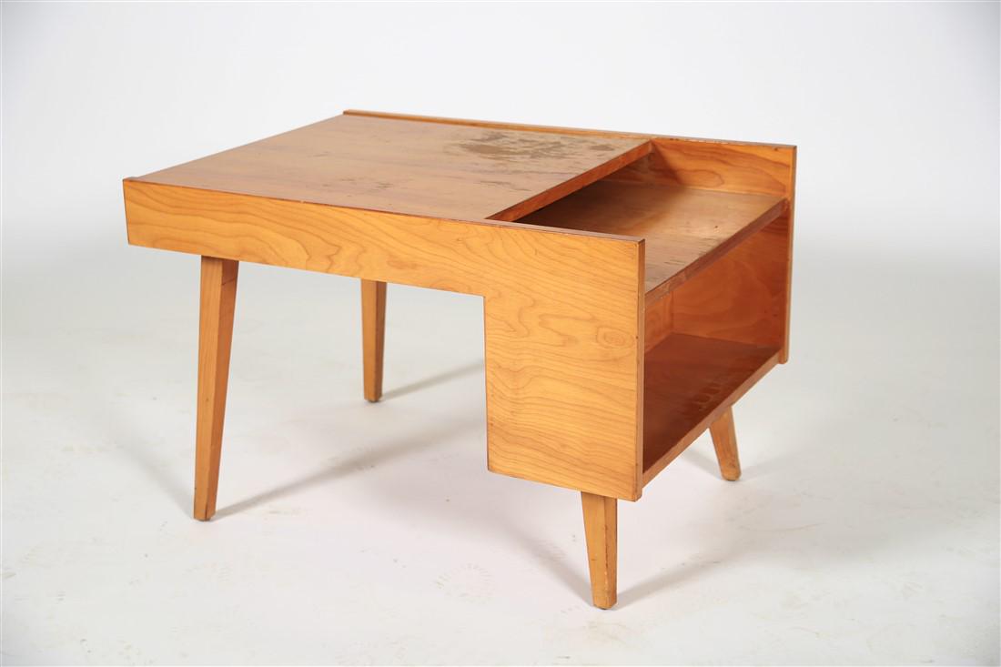 Attrib. to Milo Baughman, Side Table: Attributed to Milo Baughman (American, 1923-2003). Wood. c. 20th century. Designed for Glenn of California. Height: 21 1/2", Length: 23 1/4", Depth: 32 1/8". Wood end table attributed to Milo Baughman