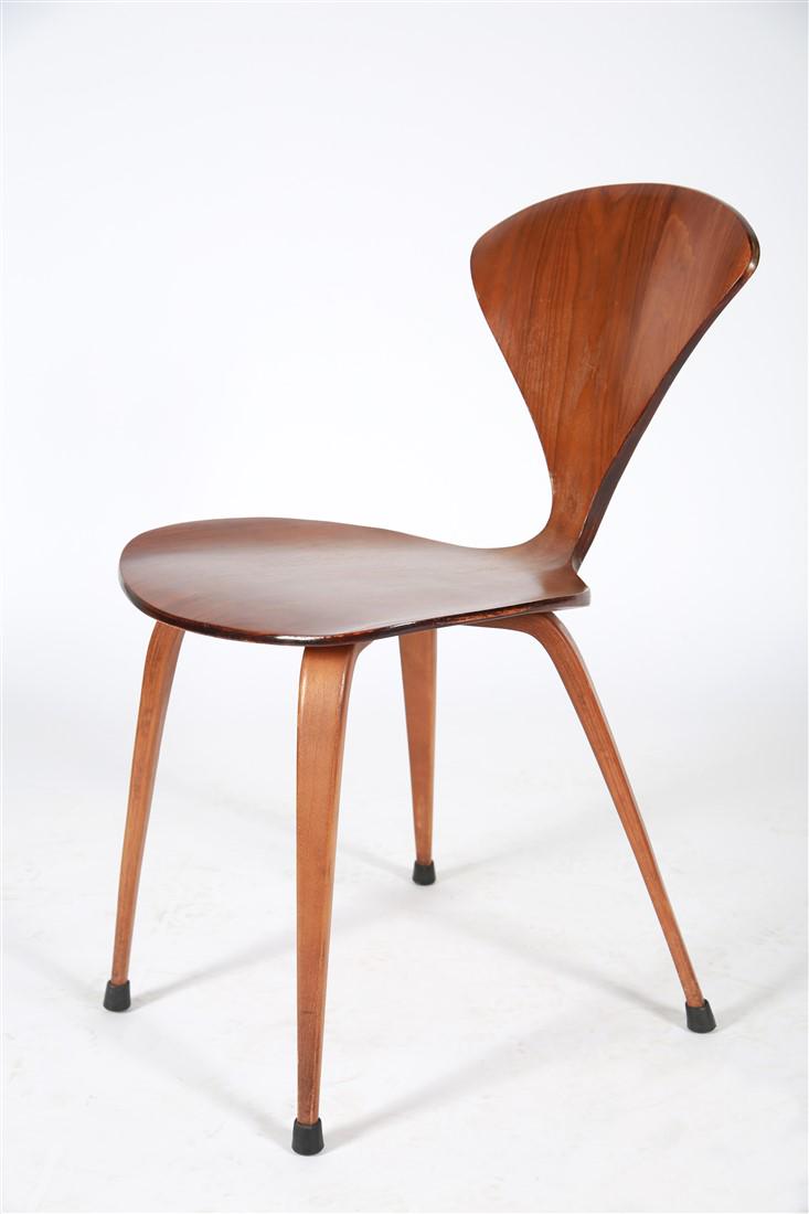 Norman Cherner (American), Chair: Norman Cherner (American, 1920-1987). Chair. Walnut. Production: mid 20th C. Distributed by Plycraft Inc. Height: 31", Width: 16 3/4", Depth: 18 1/2". Mid-Century Modern walnut chair designed by Norma