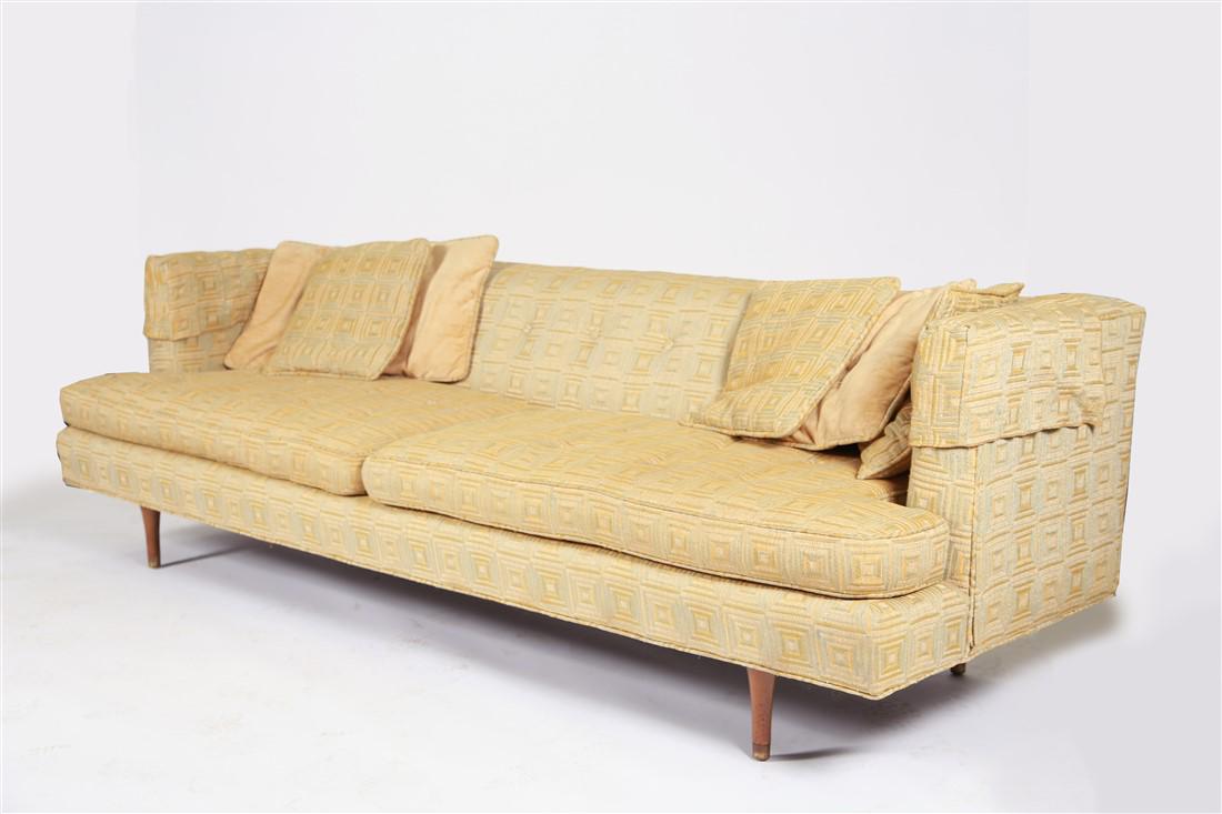Style of Edward Wormley for Dunbar, Sofa: Style of Edward J. Wormley (American, 1907-1955). Sofa. Wood, upholstery. Height: 27 1/2", Length: 94", Depth: 32". Upholstered sofa in the style of Edward Wormley for Dunbar. Even-arm form, tufted ba