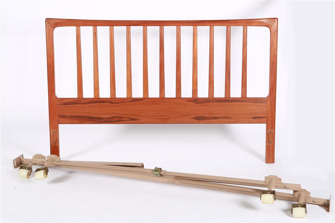 Folke Ohlsson for Dux, Teak Full Headboard: Folke Ohlsson (Swedish, 1919-2003). Teak, metal, casters. c. 1960s. Distributed by Dux. Height: 34 3/4", Length: 53 1/2", Depth: 1 1/4". Teak full sized headboard designed by Folke Ohlsson for Dux. Cu