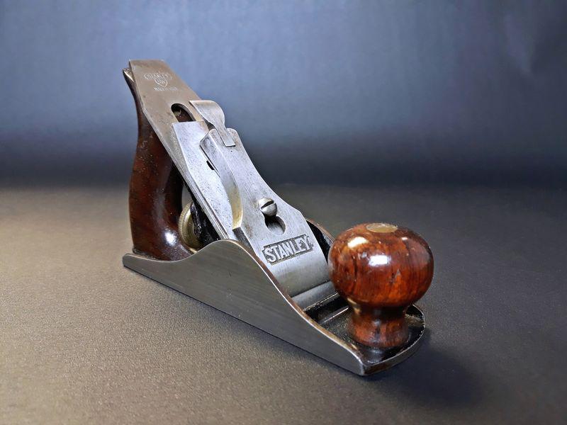 Stanley #1 Bench Plane (A): The Stanley Rule and Level Company. Steel, Brass, Wood. #1 Bench Plane. c. 1930. 3.5" x 5.75" x 1.5".