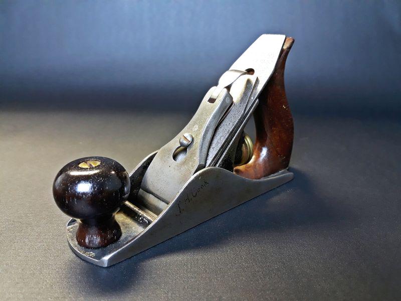 Stanley #1 Bench Plane (B): The Stanley Rule and Level Company. Steel, Brass, Wood. #1 Bench Plane. c. 1930. 3.5" x 5.75" x 1.5".