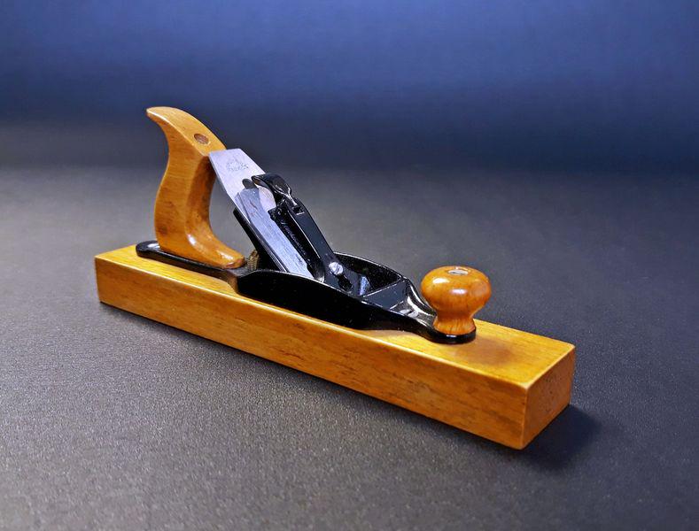 Miniature Stanley Transitional Plane (A): Paul Hamler Steel, Brass, Wood. c.2000. 2" x 4.75" x 0.85".