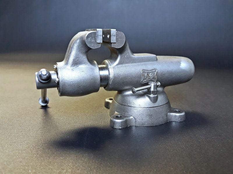 Bullet Style Swivel Base Jewelers Vise / Sample: Attributed to the Wilton Tool Company. Cast Iron, Steel. c. 1940 - 1970. 2.5" x 4.75" x 2".