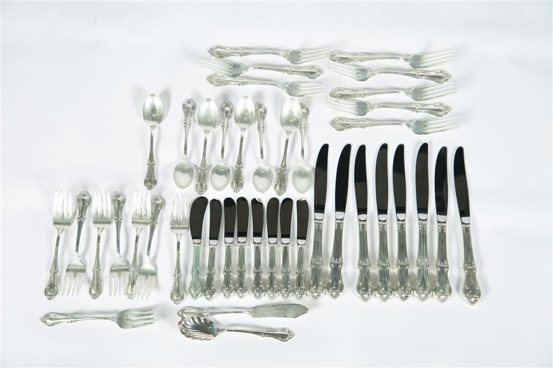 International Sterling, "Joan of Arc" Silverware: International Sterling (American, est. 1898). "Joan of Arc" silverware. Sterling silver, stainless steel. Design: 1940. Total weighable (without knives): 32.095 ozt. Sterling silver "Joan of Arc" silv