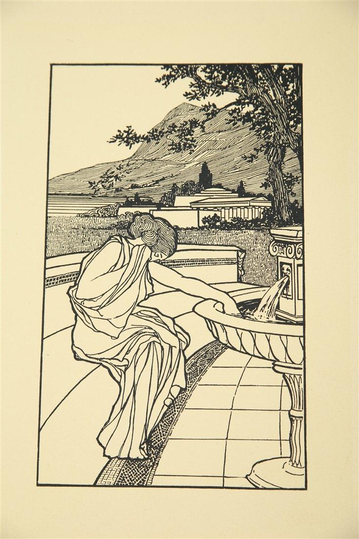 Aristide Maillol (French), Woodcut: Aristide Maillol (French, 1861-1944). Woodcut. Paper: 12” x 8 1/4”. Image: 8” x 5”. Woodcut of a girl by a water fountain by Aristide Maillol. Unsigned. Provenance: From the co