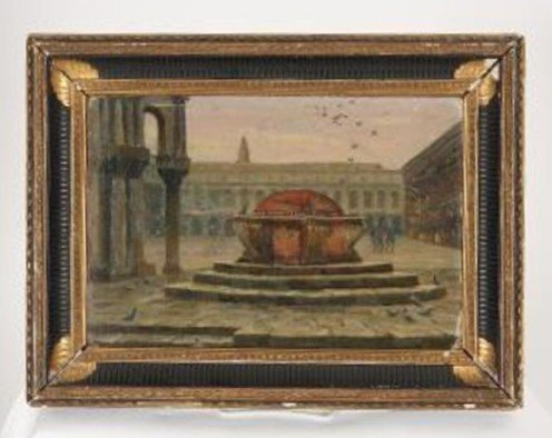 Hughes, Arthur F. (attributed); St. Marks, Oil On C