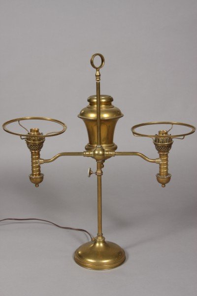 Victorian Brass Double Student Lamp, late 19th/ ea
