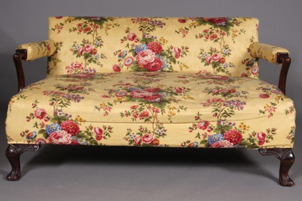 Georgian Style Mahogany and Upholstered Settee, 20t