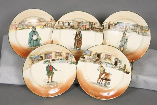 Five Royal Doulton Pottery Dickens Ware Service Pl