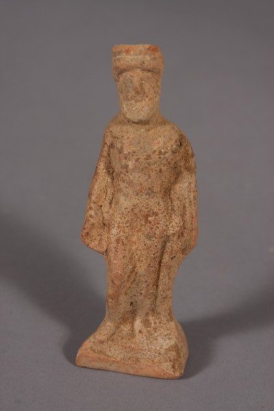 Molded Clay Standing Figure, Possibly Ancient, Hei: Possibly ancient. Height: 6" Condition: Features are worn.