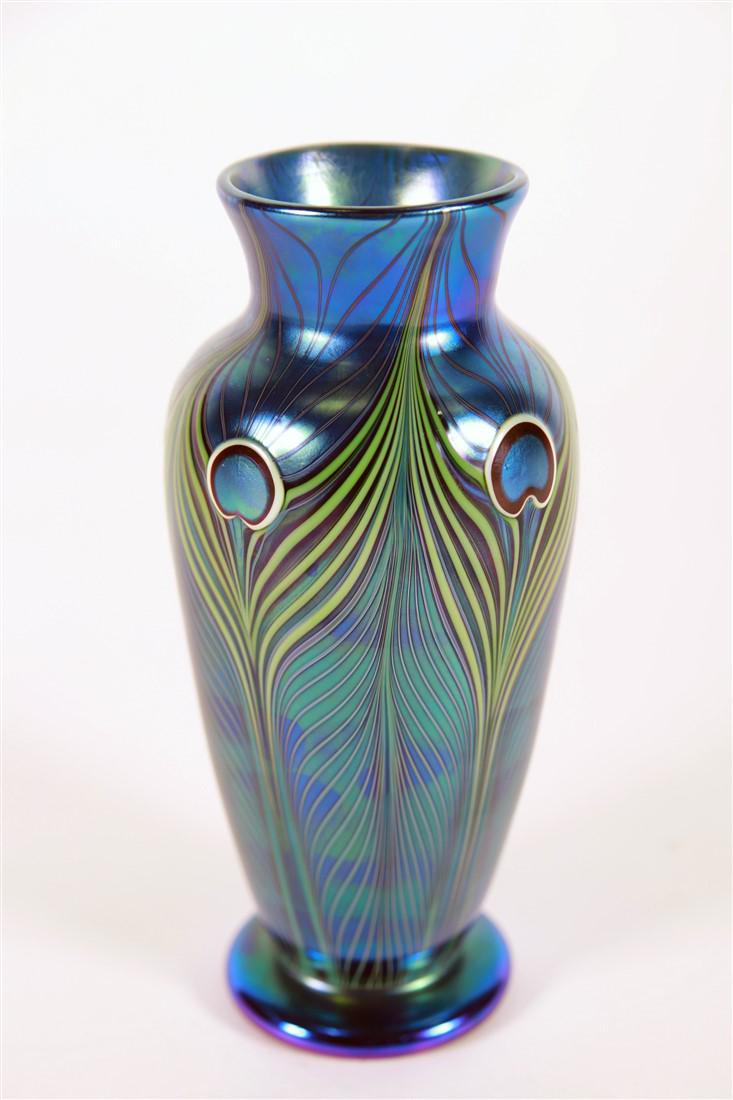 Orient and Flume, Peacock Feather Glass Vase (1 of 3)