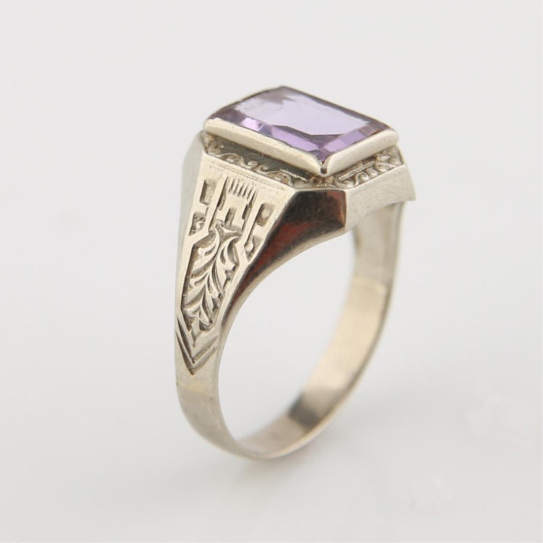 14kt White Gold Men's Filigree Amethyst Ring (1 of 2)