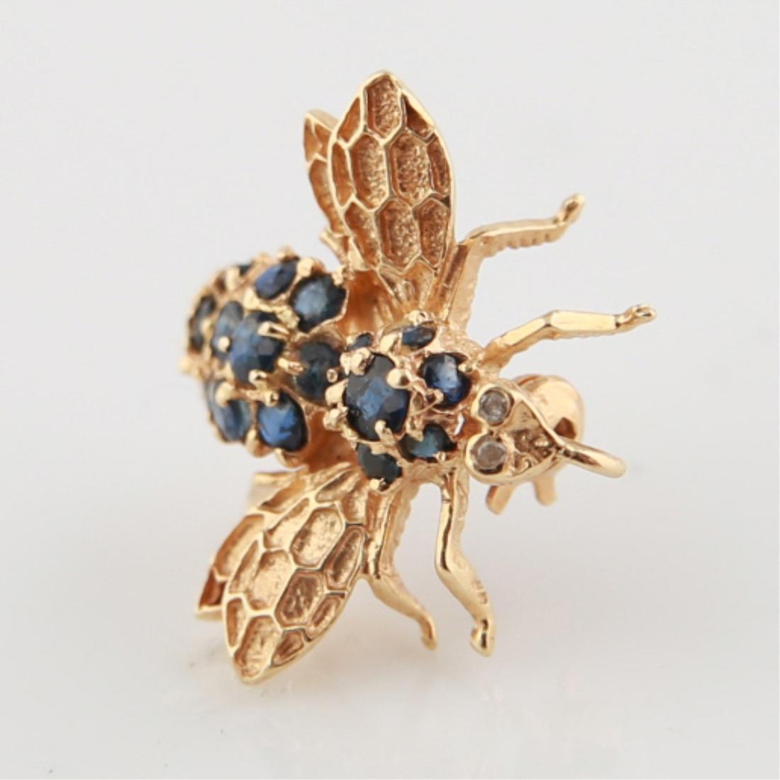 14kt Sapphire Diamond Bee Brooch (1 of 4)